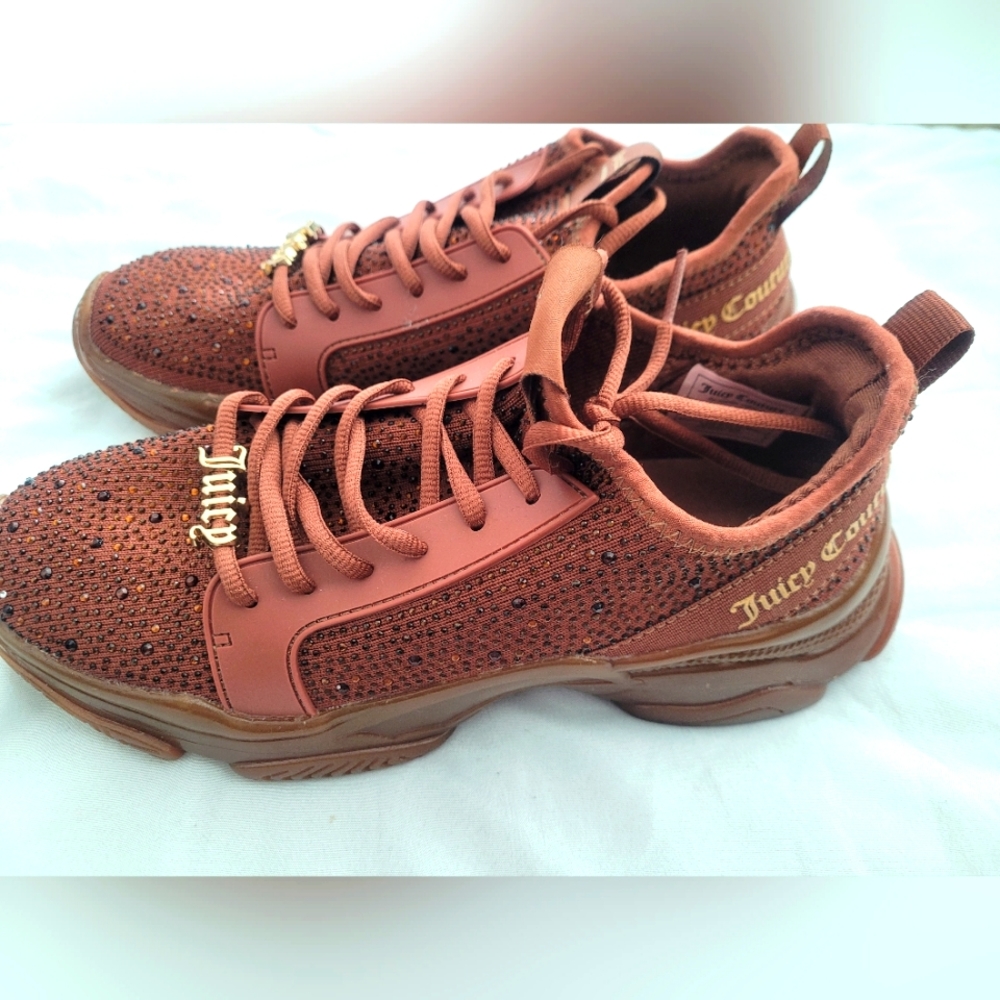 New Juicy Couture Brown Sneakers Rhinestone Sz 8